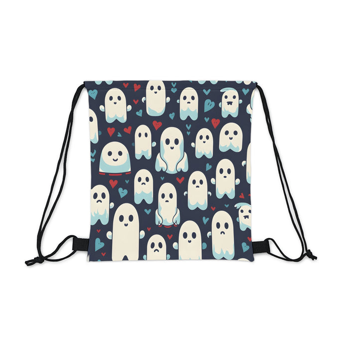 DistinctInk Drawstring Bag / Backpack with Skelephants and Ghostly Ghouls Design for Halloween
