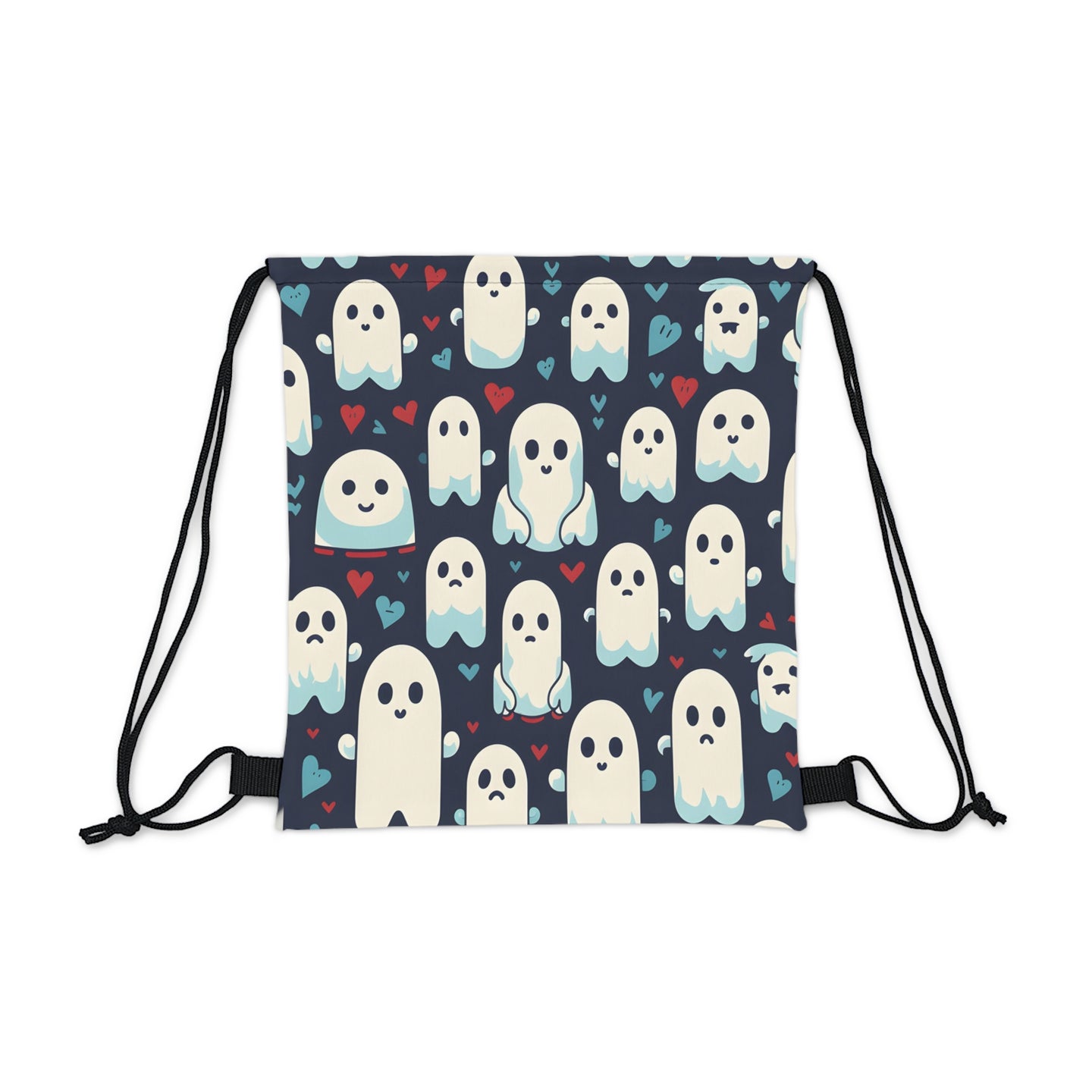 DistinctInk Drawstring Bag / Backpack with Skelephants and Ghostly Ghouls Design for Halloween