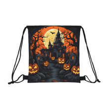 DistinctInk Drawstring Bag Backpack with Darkness Falls on Halloween Design for Halloween