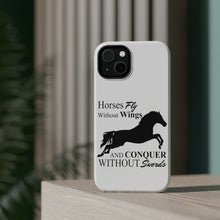 DistinctInk ToughCase for Apple iPhone, Compatible with MagSafe Charging - Horses Fly Without Wings