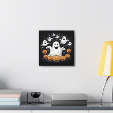 DistinctInk Canvas Wall Art with Skeletal Ghostly Pumpkin Patch for Halloween