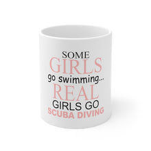 DistinctInk Glossy White Coffee / Tea Mug - Real Girls Go Scuba Diving