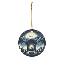 DistinctInk Hanging Ceramic Christmas Tree Ornament Charm with Gold String - Great Gift/Present - 2 3/4 inch Diameter - Isaiah 9:6 - Child is Born, Prince of Peace