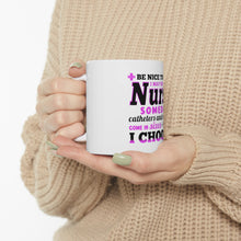 DistinctInk Glossy White Coffee / Tea Mug - Be Nice I May Be Your Nurse Choose Needles