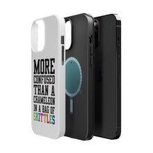 DistinctInk ToughCase for Apple iPhone, Compatible with MagSafe Charging - More Confused than Chameleon in Skittles