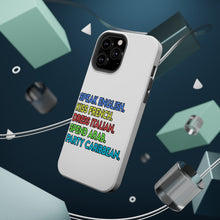 DistinctInk ToughCase for Apple iPhone, Compatible with MagSafe Charging - Speak English Kiss French Dress Italian