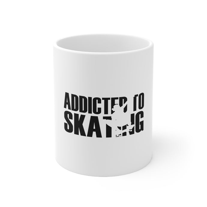 DistinctInk Glossy White Coffee / Tea Mug - Addicted to Skating