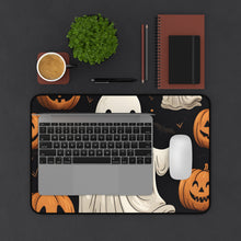 DistinctInk Desk Mat with Ghastly Skeleton Pumpkin Design for Halloween