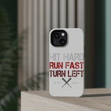 DistinctInk ToughCase for Apple iPhone, Compatible with MagSafe Charging - Hit Hard Run Fast Turn Left Baseball