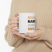 DistinctInk Glossy White Coffee / Tea Mug - Beards, Babes And BBQ