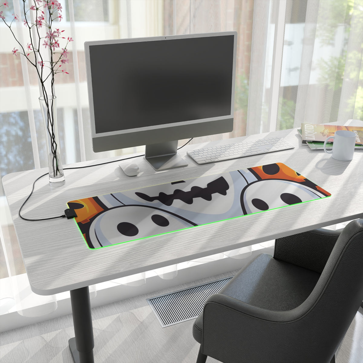 LED Gaming Mouse Pad with Skele-Pumpkin Ghost Pattern Design for Halloween, view 22