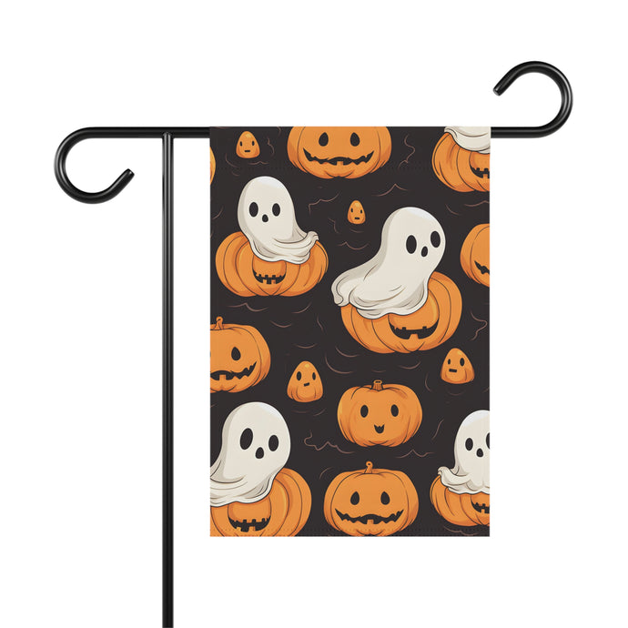 DistinctInk Garden & House Banner / Flag with Haunted Skeleton Pumpkin Patch Design for Halloween