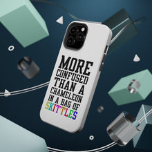 DistinctInk ToughCase for Apple iPhone, Compatible with MagSafe Charging - More Confused than Chameleon in Skittles