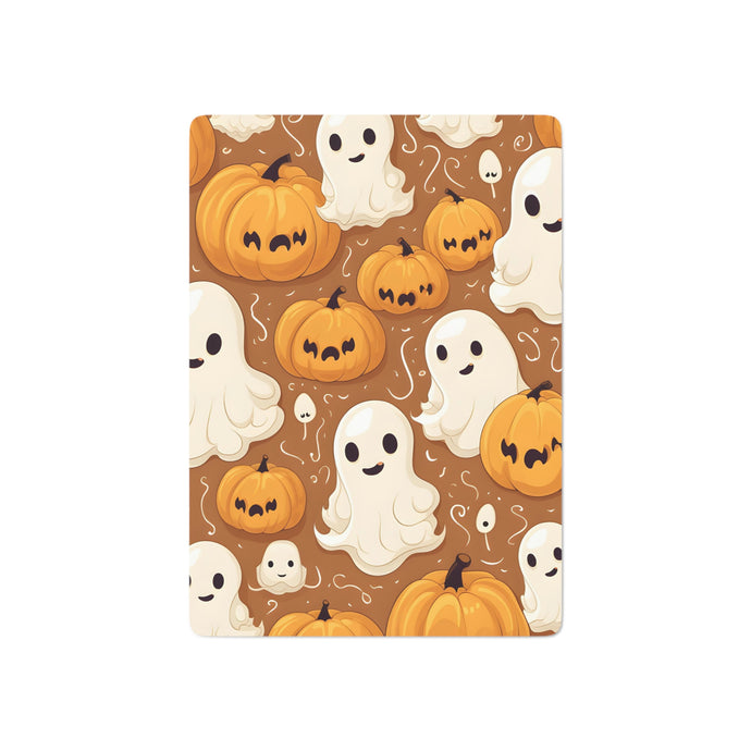 DistinctInk Playing / Poker Cards with Ghastly Skeleton Pumpkin Cartoon Design for Halloween