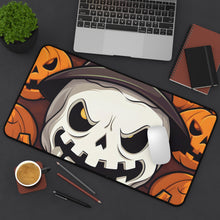 DistinctInk Desk Mat with Spooky Skeleton Pumpkin Patch Design for Halloween
