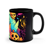DistinctInk Black Coffee Mug - The Joy of Connecting for Halloween LGBTQ+ Pride