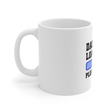 DistinctInk Glossy White Coffee / Tea Mug - Dad Joke Loading Please Wait - Blue