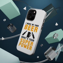 DistinctInk ToughCase for Apple iPhone, Compatible with MagSafe Charging - I Make Beer What's Your Super Power