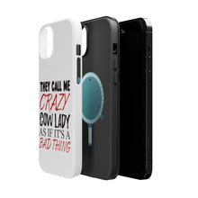 DistinctInk ToughCase for Apple iPhone, Compatible with MagSafe Charging - Crazy Cow Lady As If It's a Bad Thing