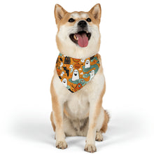 DistinctInk Adjustable Pet Banana Collar with Flying Pumpkin Bats Design for Halloween