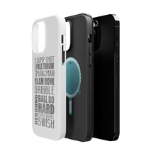 DistinctInk ToughCase for Apple iPhone, Compatible with MagSafe Charging - Basketball Word Art Jump Shot Free Throw