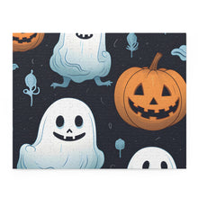 DistinctInk Jigsaw Puzzle with Ghastly Skeleton Pumpkin Patch Design for Halloween