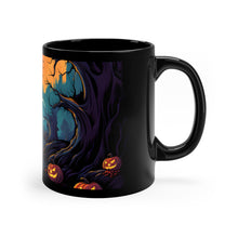 DistinctInk Black Coffee Mug - Haunted Evening Nightmare for Halloween