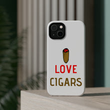 DistinctInk ToughCase for Apple iPhone, Compatible with MagSafe Charging - I Love Cigars