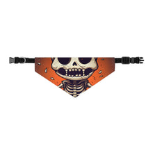DistinctInk Adjustable Pet Banana Collar with Skelly's Halloween Bash Design for Halloween