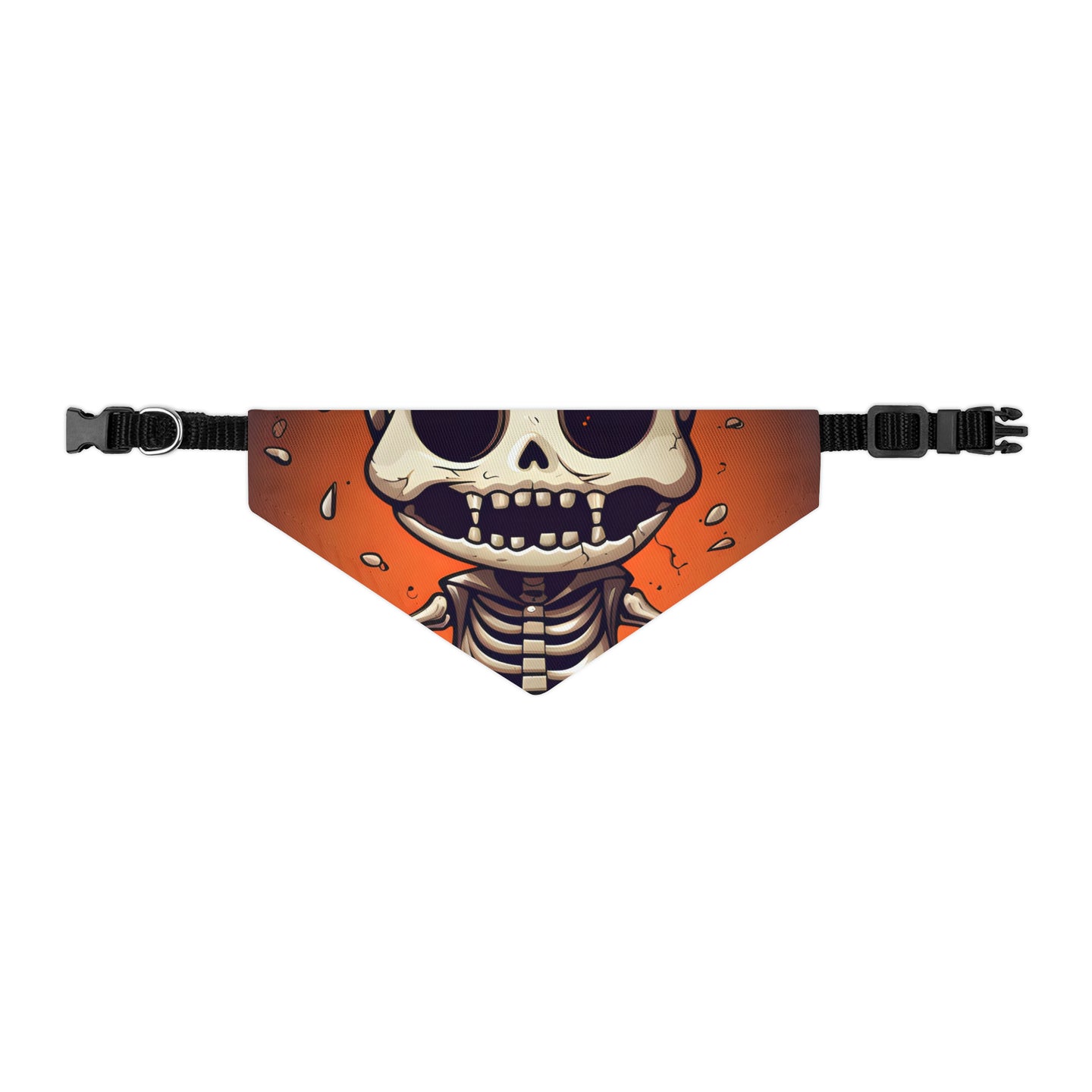 DistinctInk Adjustable Pet Banana Collar with Skelly's Halloween Bash Design for Halloween