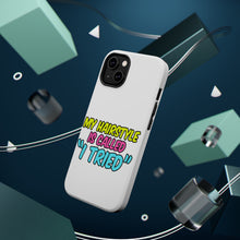 DistinctInk ToughCase for Apple iPhone, Compatible with MagSafe Charging - My Hairstyle is Called "I Tried"