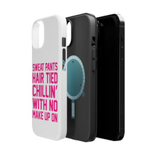 DistinctInk ToughCase for Apple iPhone, Compatible with MagSafe Charging - Sweat Pants Hair Tied Chillin' With No Make Up On