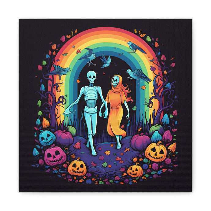 DistinctInk Canvas Wall Art with The Enduring Beauty of Writing for Halloween LGBTQ+ Pride