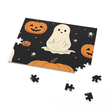 DistinctInk Jigsaw Puzzle with Spooky Skeleton Pumpkin Patch Design for Halloween