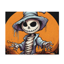 DistinctInk Jigsaw Puzzle with Haunted Jack-O'-Skeleton Design for Halloween