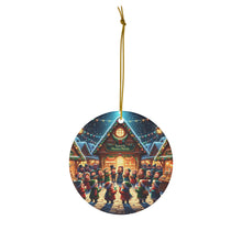 DistinctInk Hanging Ceramic Christmas Tree Ornament Charm with Gold String - Great Gift/Present - 2 3/4 inch Diameter - Yuletide Market Melody