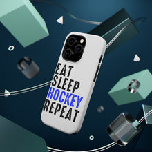 DistinctInk ToughCase for Apple iPhone, Compatible with MagSafe Charging - Eat Sleep Hockey Repeat