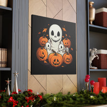 DistinctInk Canvas Wall Art with Ghost Skeleton Pumpkin Pattern for Halloween