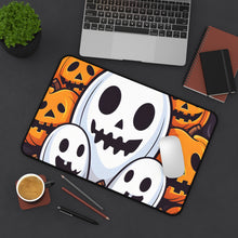 DistinctInk Desk Mat with Skele-Pumpkin Ghost Pattern Design for Halloween