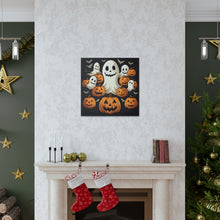 DistinctInk Canvas Wall Art with Haunted Skeleton Jack-O-Lantern for Halloween