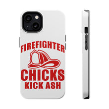 DistinctInk ToughCase for Apple iPhone, Compatible with MagSafe Charging - Firefighter Chicks Kick ASH