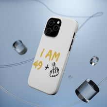 DistinctInk ToughCase for Apple iPhone, Compatible with MagSafe Charging - I Am 49 + 1 Middle Finger
