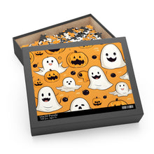 DistinctInk Jigsaw Puzzle with Ghoulish Bats and Pumpkins Design for Halloween