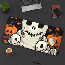 DistinctInk Desk Mat with Ghost Skeleton Pumpkin Pattern Design for Halloween