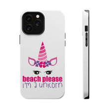 DistinctInk ToughCase for Apple iPhone, Compatible with MagSafe Charging - Beach Please I'm a Unicorn