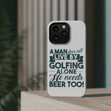 DistinctInk ToughCase for Apple iPhone, Compatible with MagSafe Charging - Live By Golfing Alone Need Beer Too