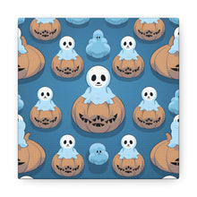 DistinctInk Canvas Wall Art with Ghost Skeleton Pumpkin Pattern for Halloween