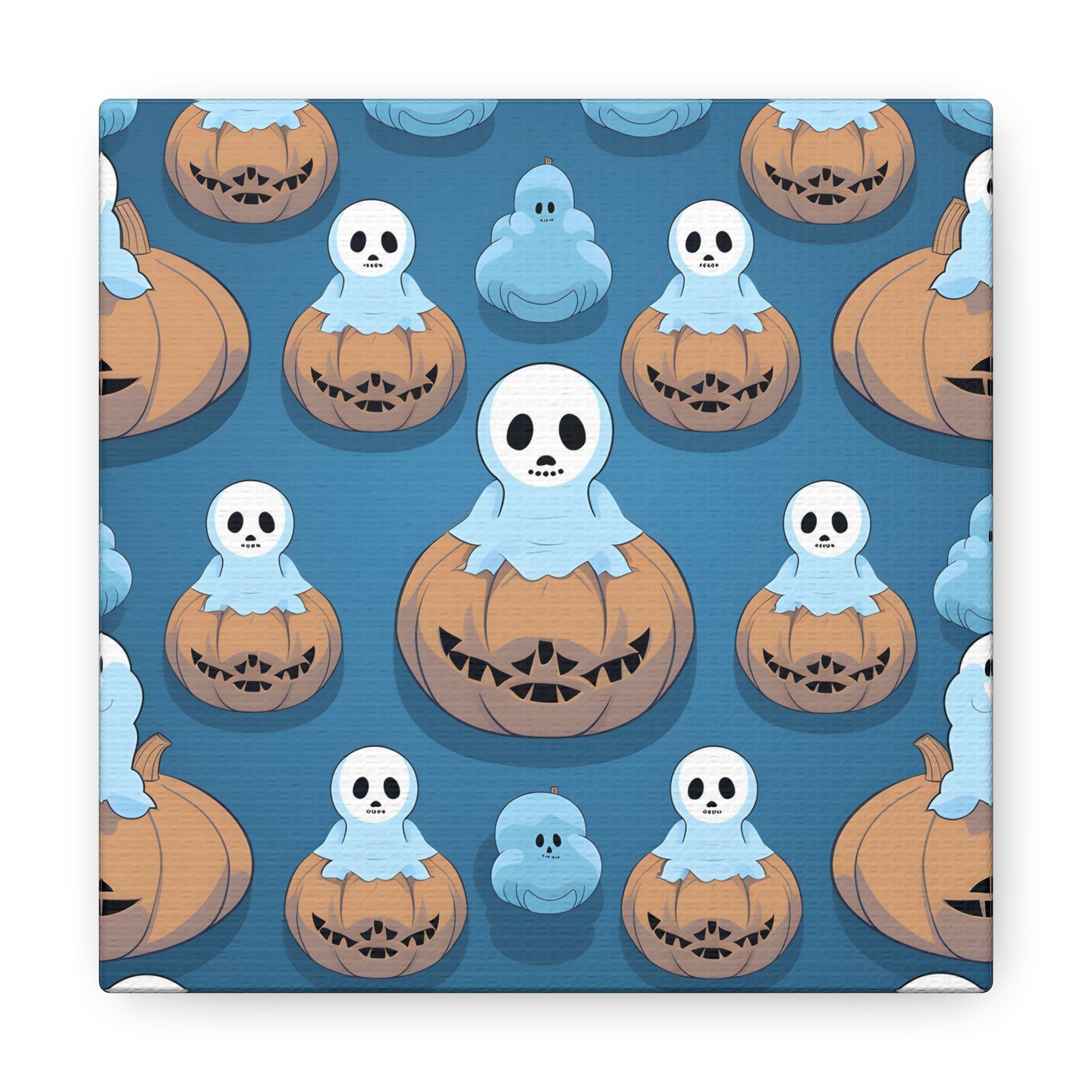 DistinctInk Canvas Wall Art with Ghost Skeleton Pumpkin Pattern for Halloween