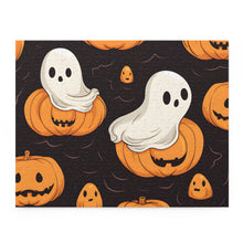 DistinctInk Jigsaw Puzzle with Haunted Skeleton Pumpkin Patch Design for Halloween