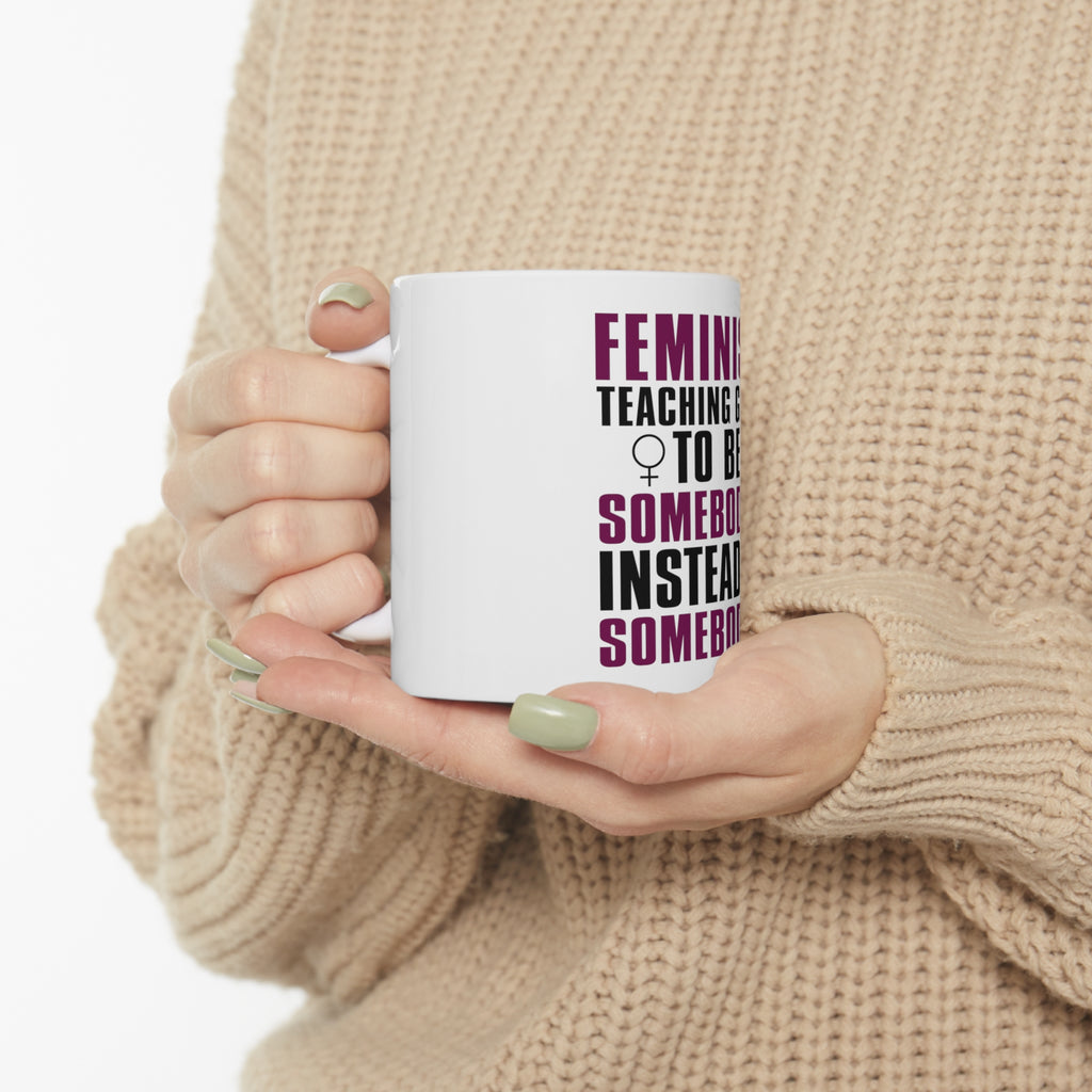 Glossy White Coffee / Tea Mug - Feminism - Somebodies vs Somebody's, view 10